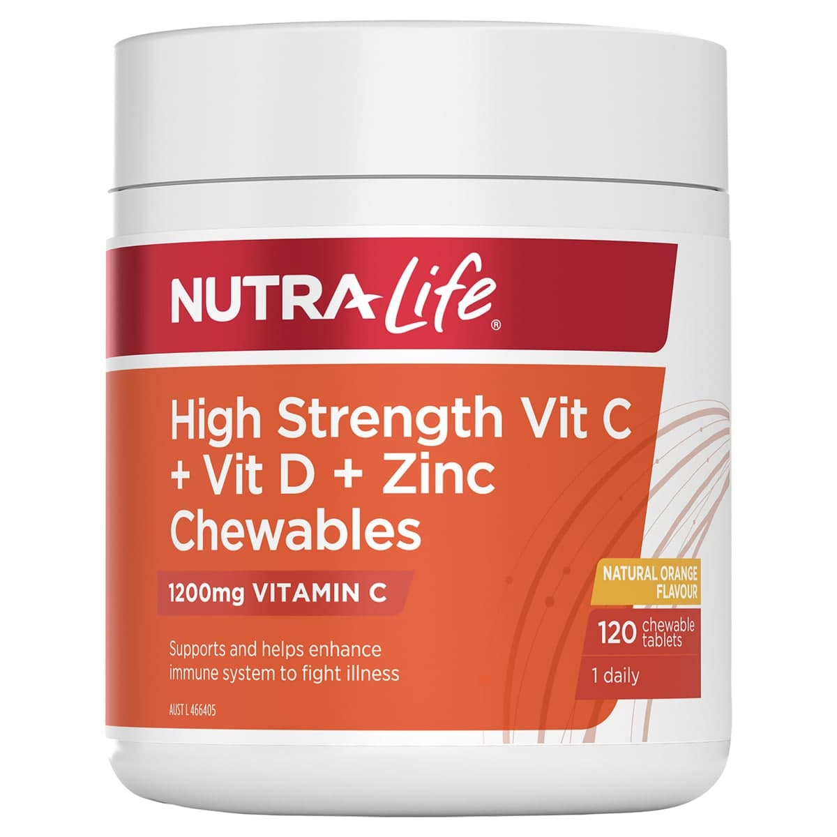 Nutra-Life High Strength Vitamin C + D + Zinc 120 Chewable Tablets