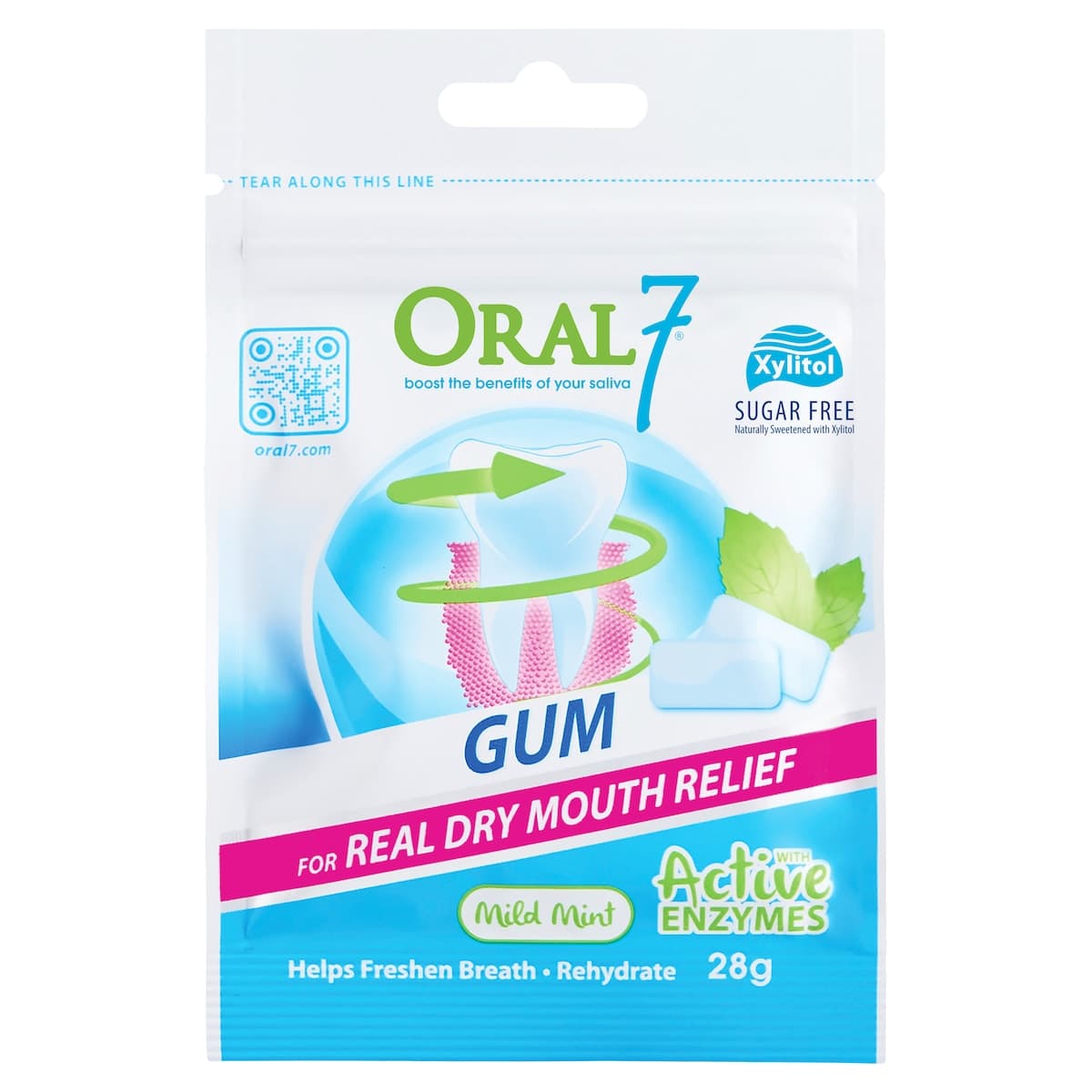 Oral Seven Moisturising Dry Mouth Gum 28g