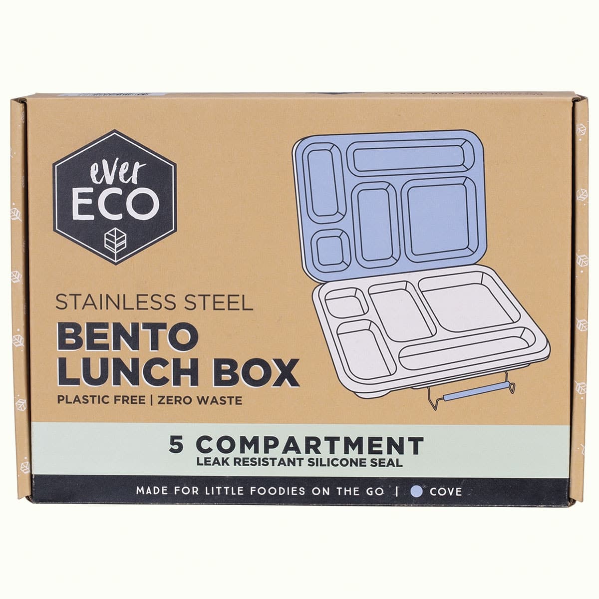 Ever Eco Stainless Steel 5 Compartment Bento Lunch Box Cove