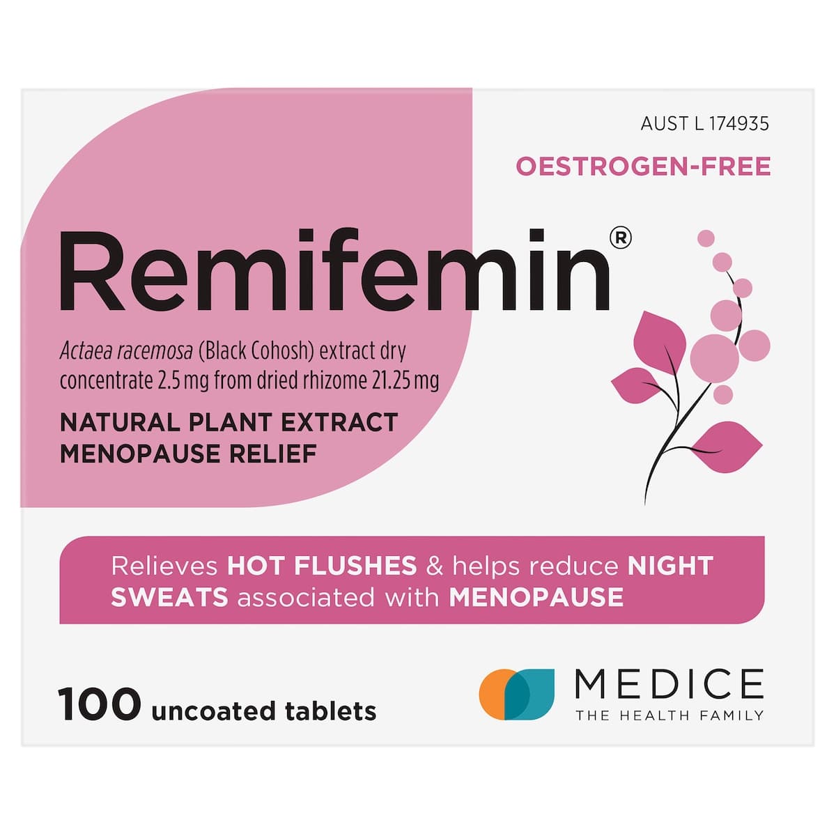 Remifemin Menopause Symptom Relief 100 Tablets