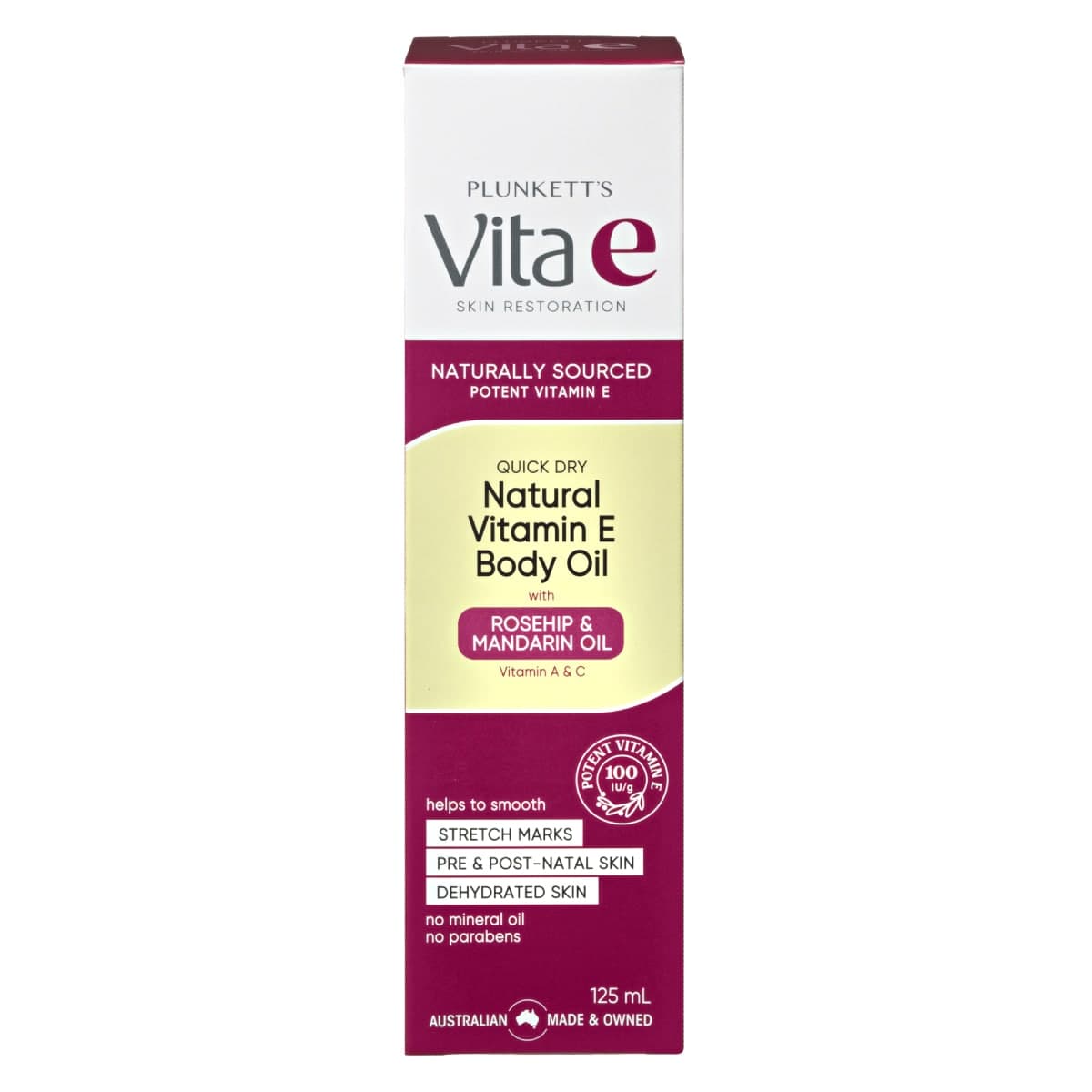 Plunketts VitaE Natural Vitamin E Quick Dry Oil 125ml