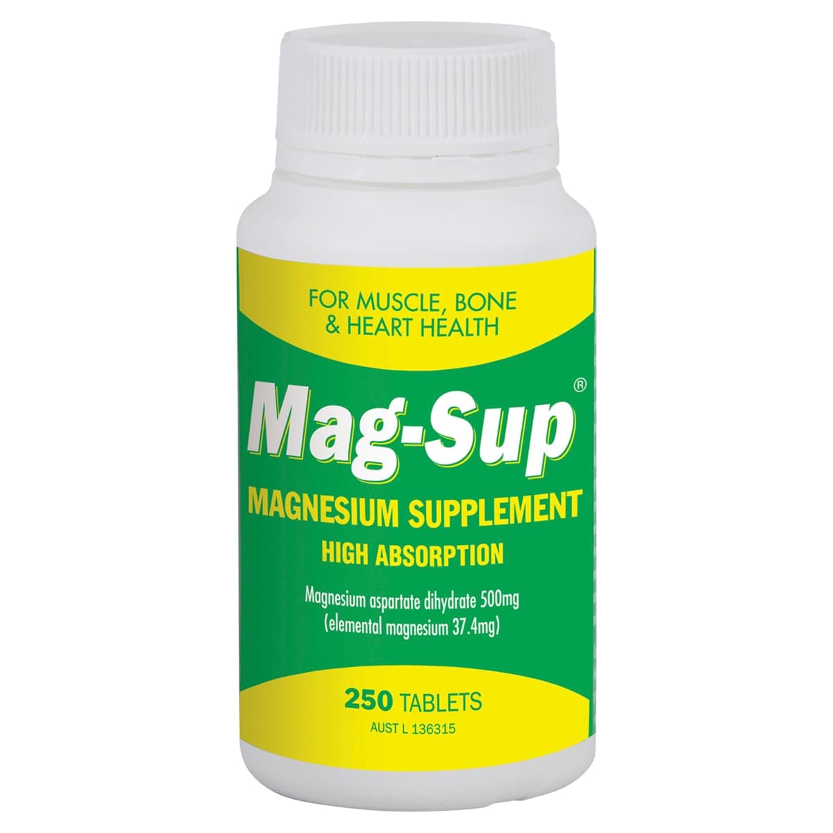 Mag-Sup Magnesium Supplement 500mg 250 Tablets