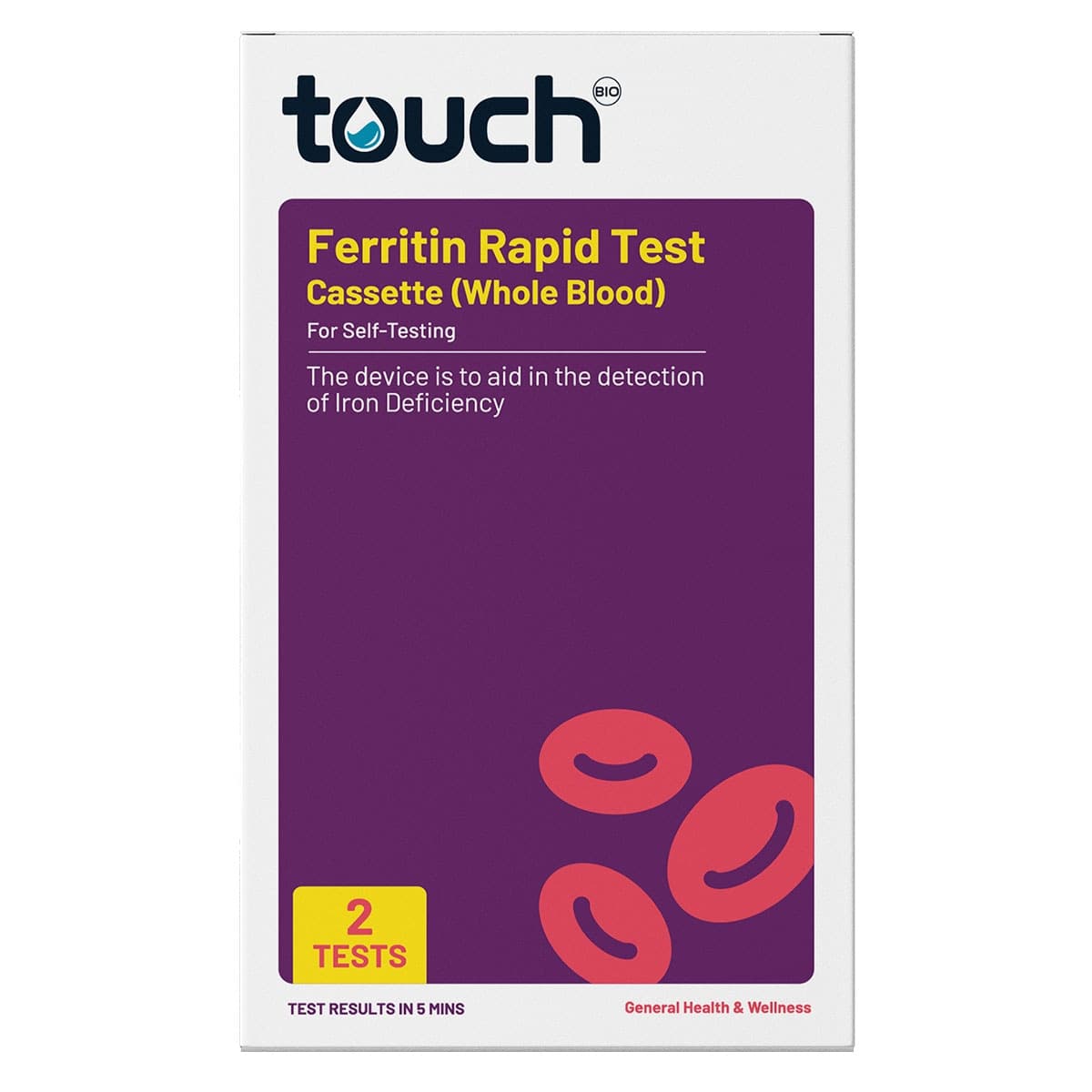 TouchBio Iron (Ferritin) Level Tests 2 Pack