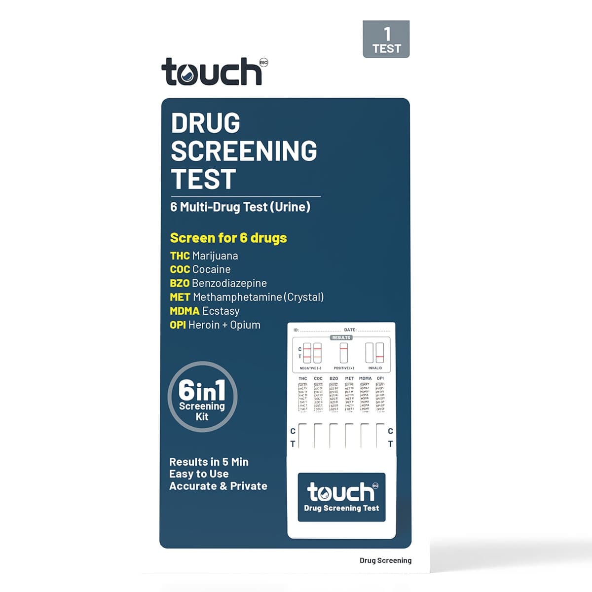 TouchBio 6 Multi-Drug Test (Urine) 1 Pack