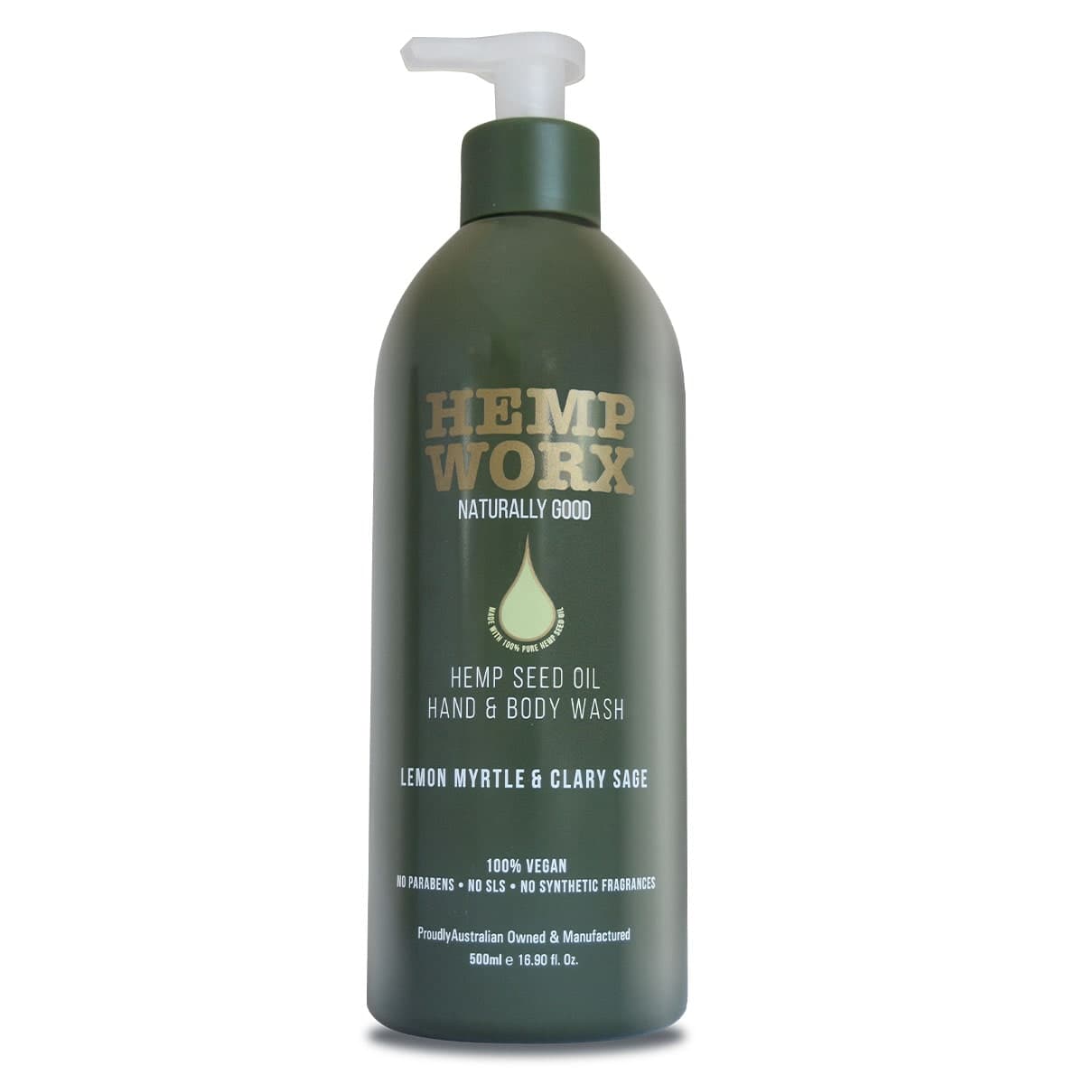 Hemp Worx Hand & Body Wash Lemon Myrtle 500ml