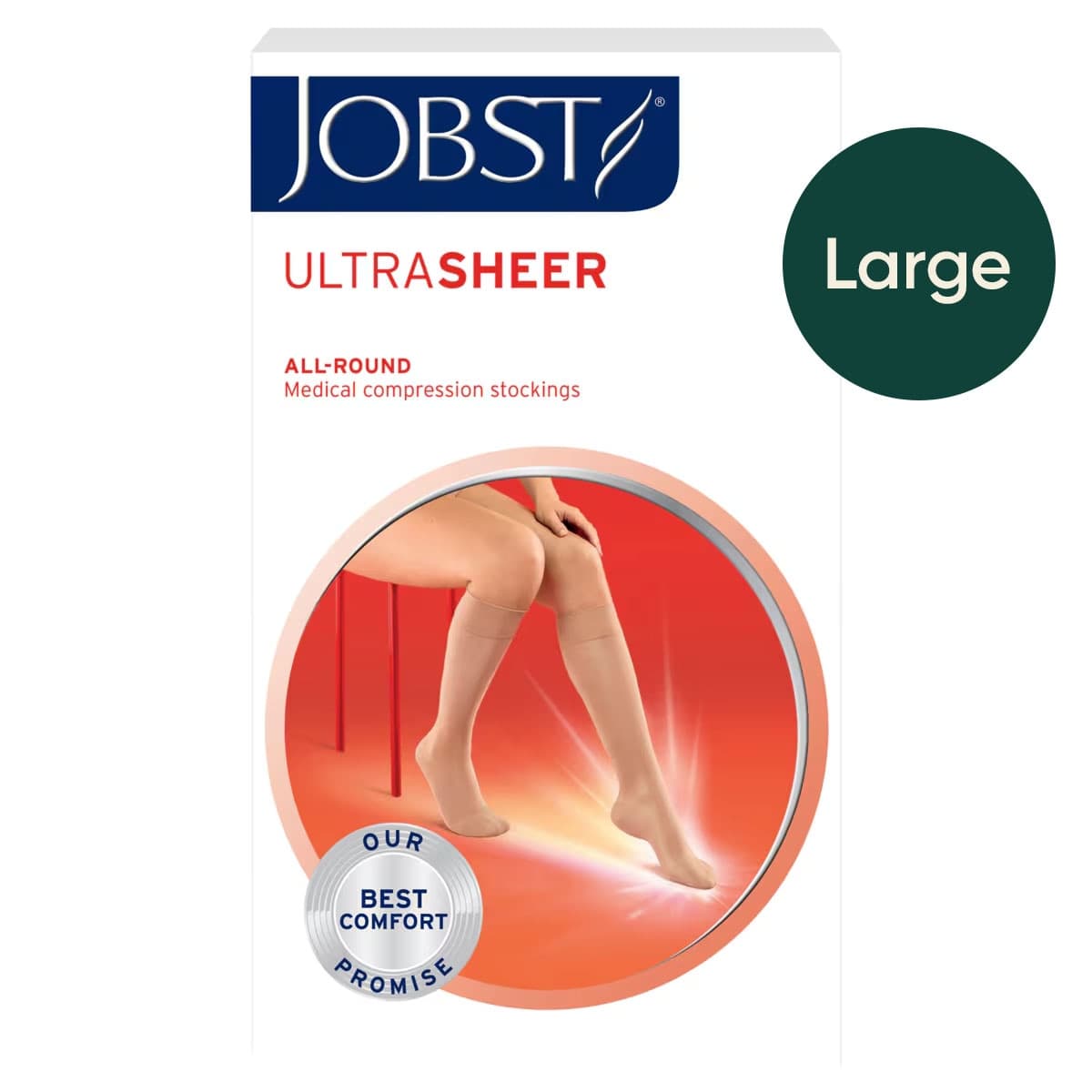 Jobst UltraSheer Compression Stockings Knee High 15-20 mmHg Natural L