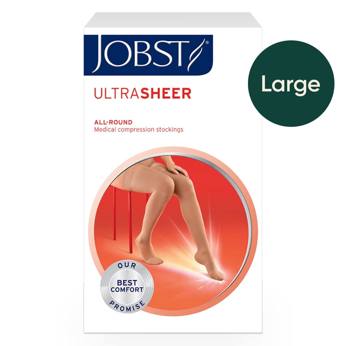 Jobst UltraSheer Compression Stockings Thigh High 15-20 mmHg Natural L