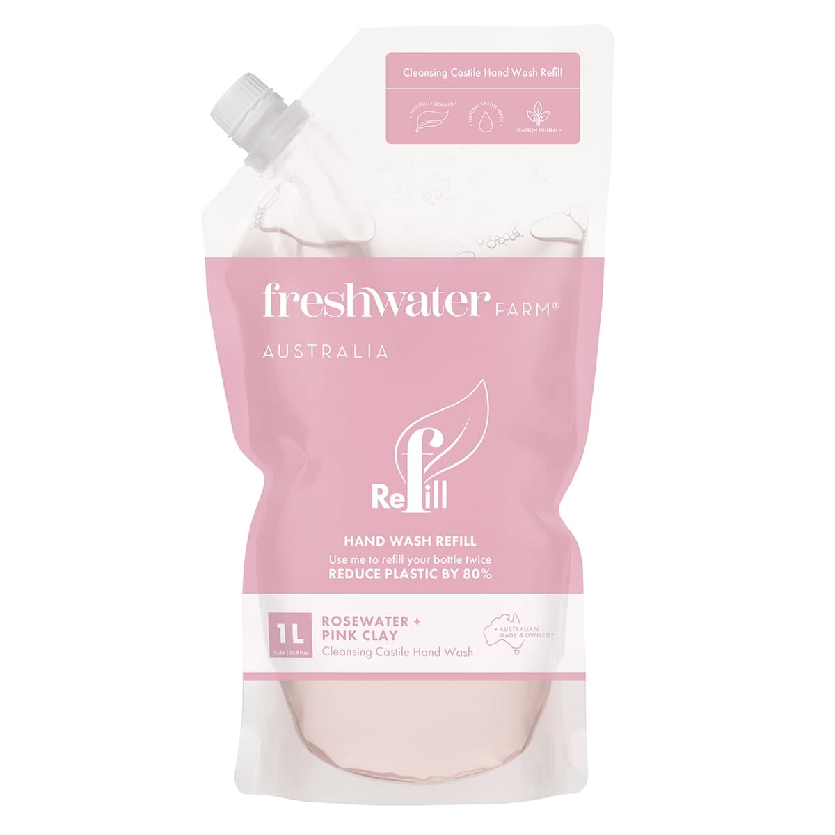 Freshwater Farm Rosewater + Pink Clay Hand Wash Refill Pouch 1L