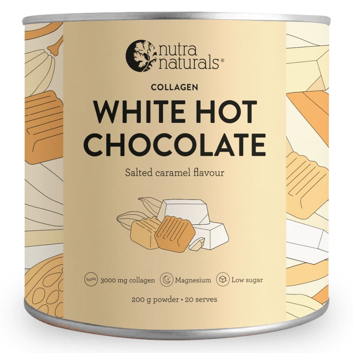 Nutra Naturals Collagen White Hot Choc - Salted Caramel 200g