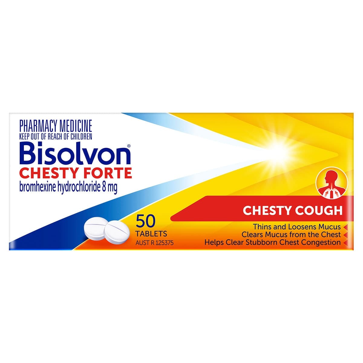 Bisolvon Chesty Forte Cough Tablets 50 Pack