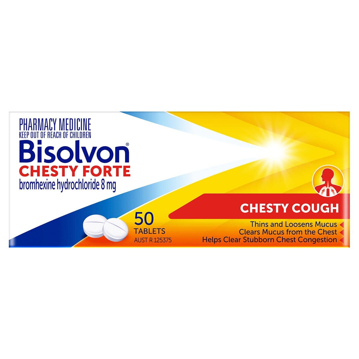 Bisolvon Chesty Forte Cough Tablets 50 Pack