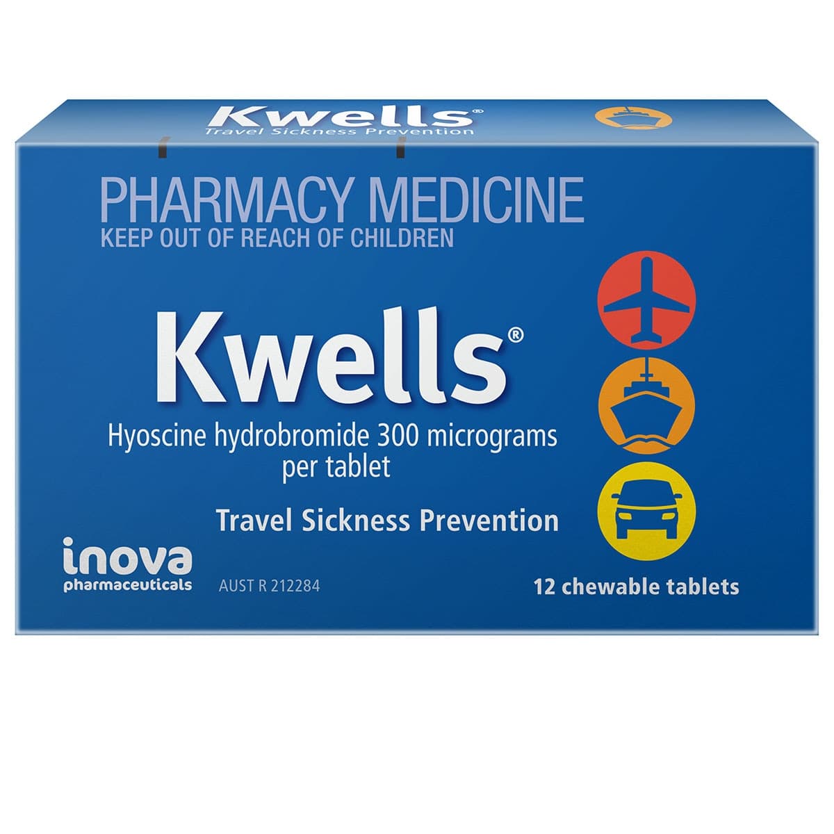 Kwells Adults Travel Sickness Tablets 12 Chewable Tablets