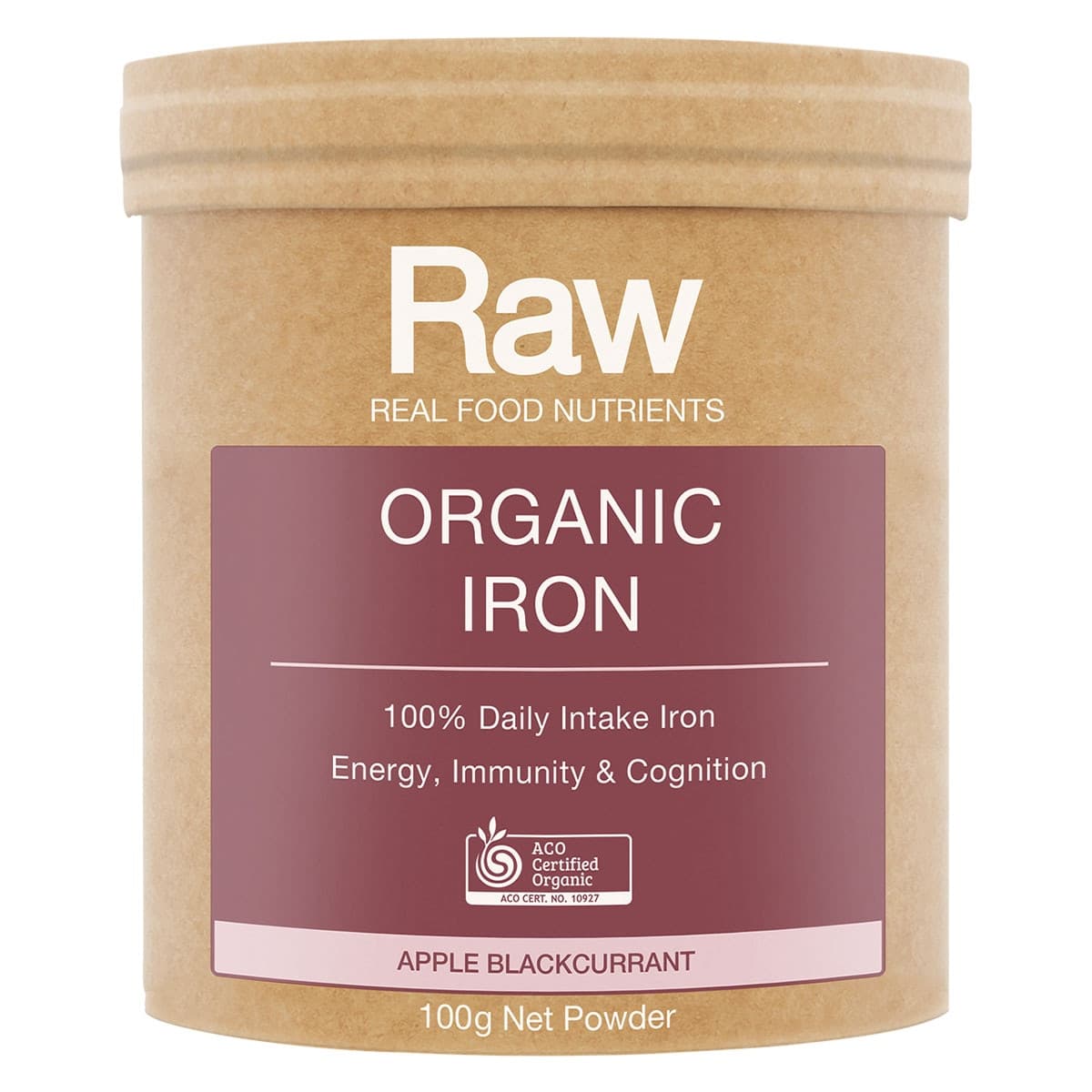 Amazonia Raw Organic Iron Powder Apple Blackcurrant 100g