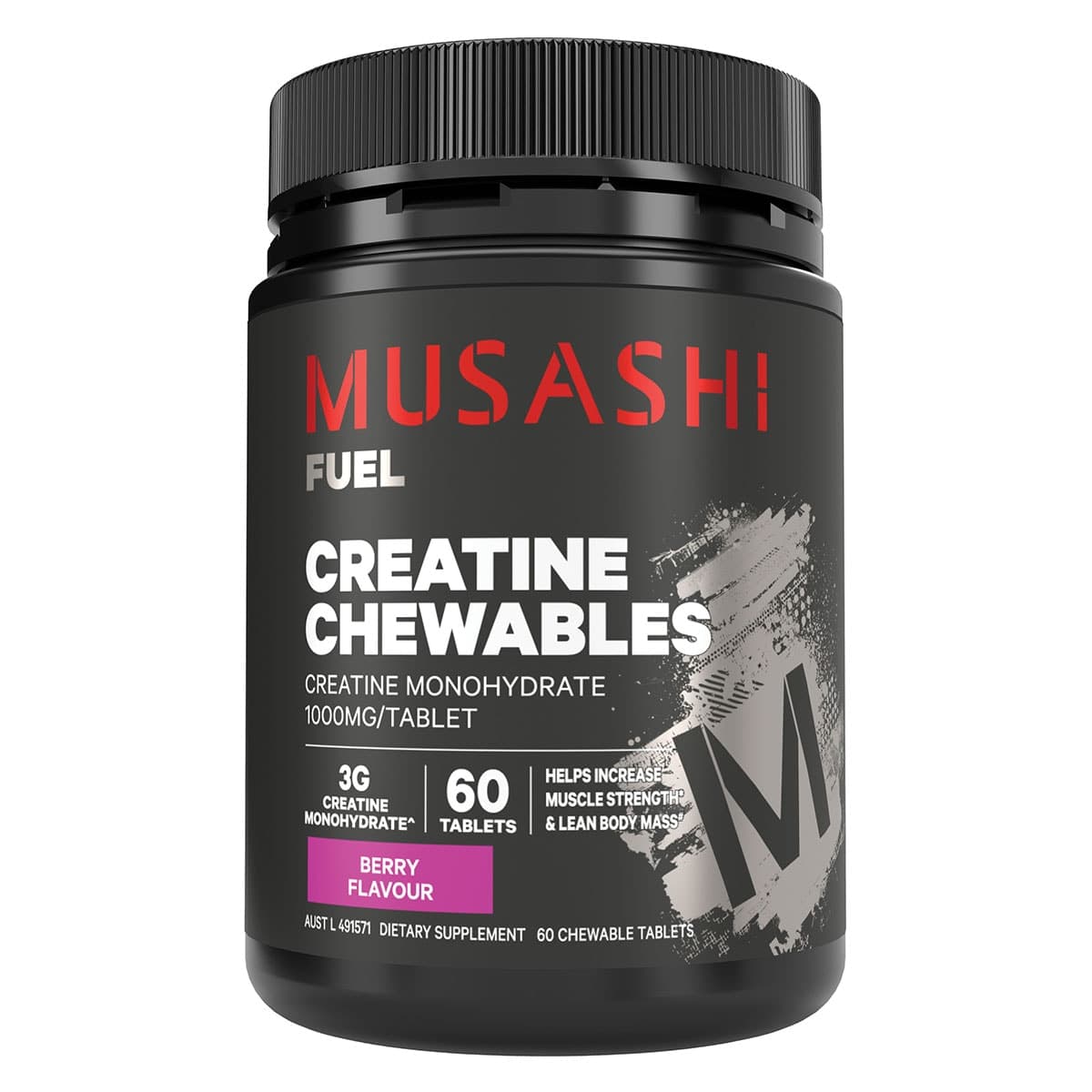 Musashi Creatine Chewables Berry 60 Tablets