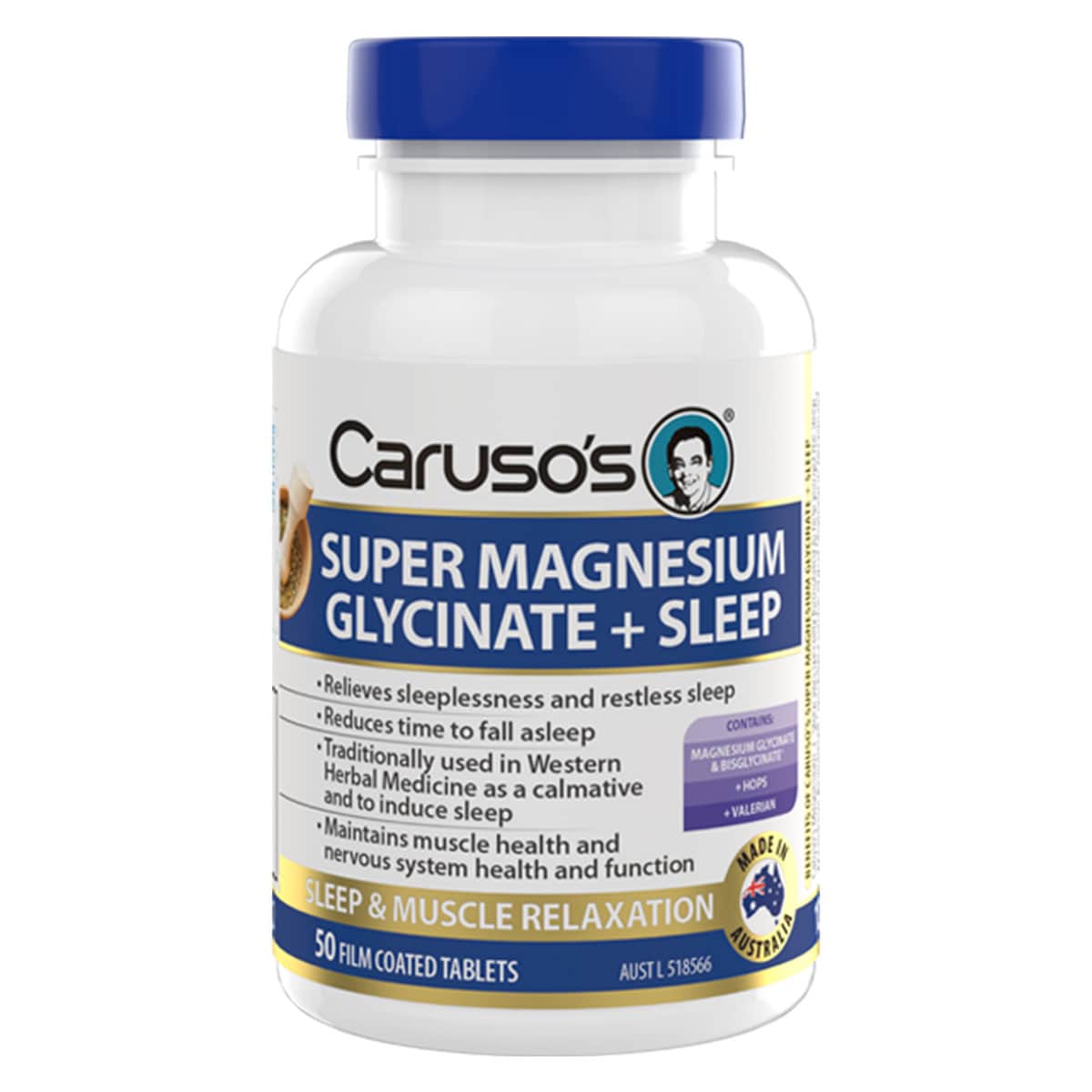 Carusos Super Magnesium Glycinate + Sleep 50 Tablets