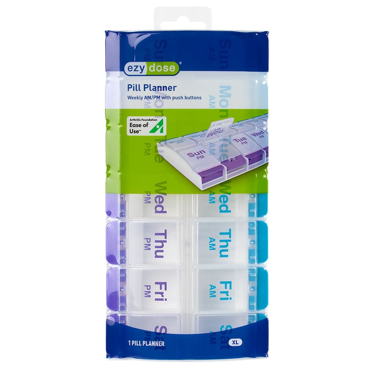 Ezy Dose Pill Planner AM/PM 7 Day Push Button 1 Pack