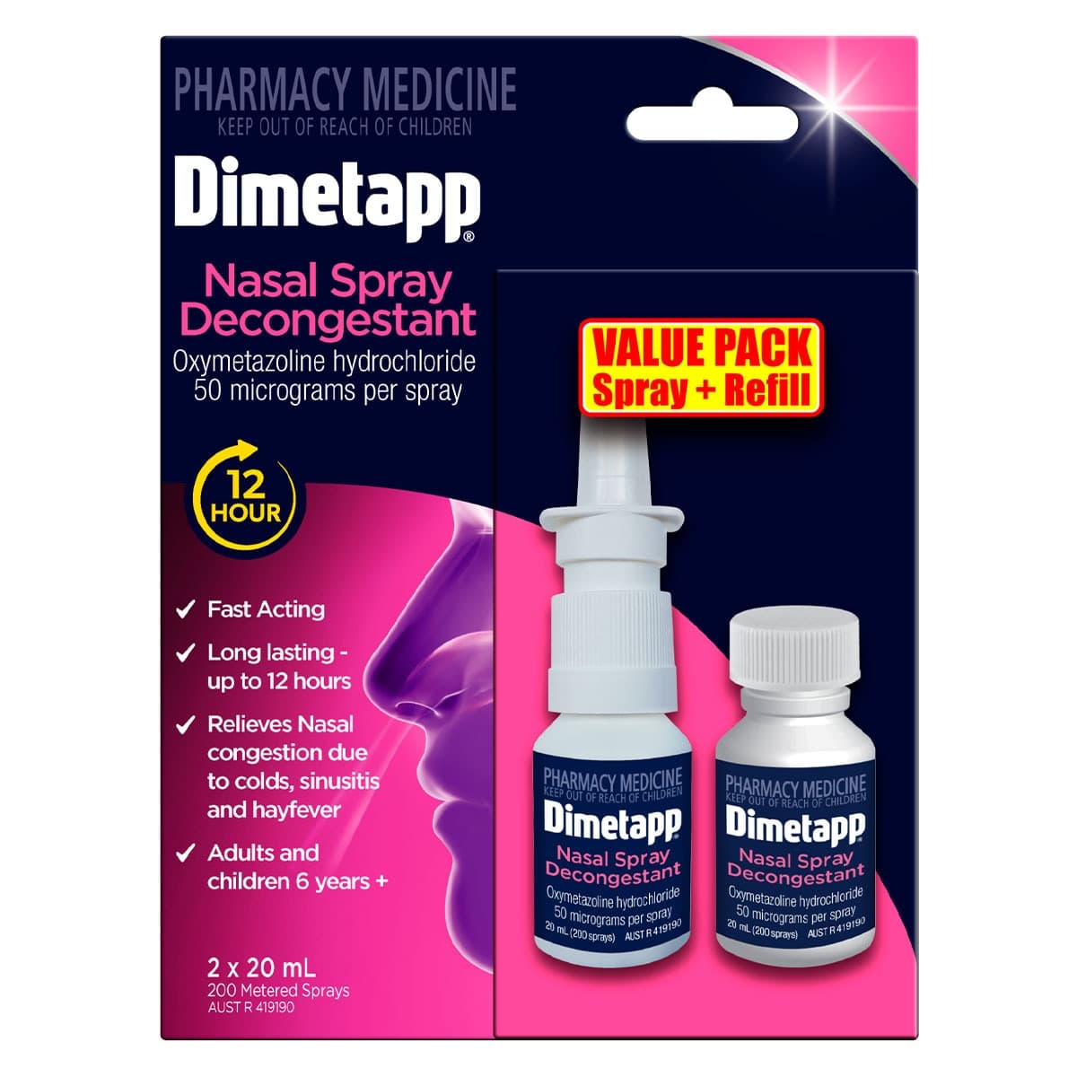 Dimetapp Adult 12 Hour Nasal Spray 20ml + Refill 20ml