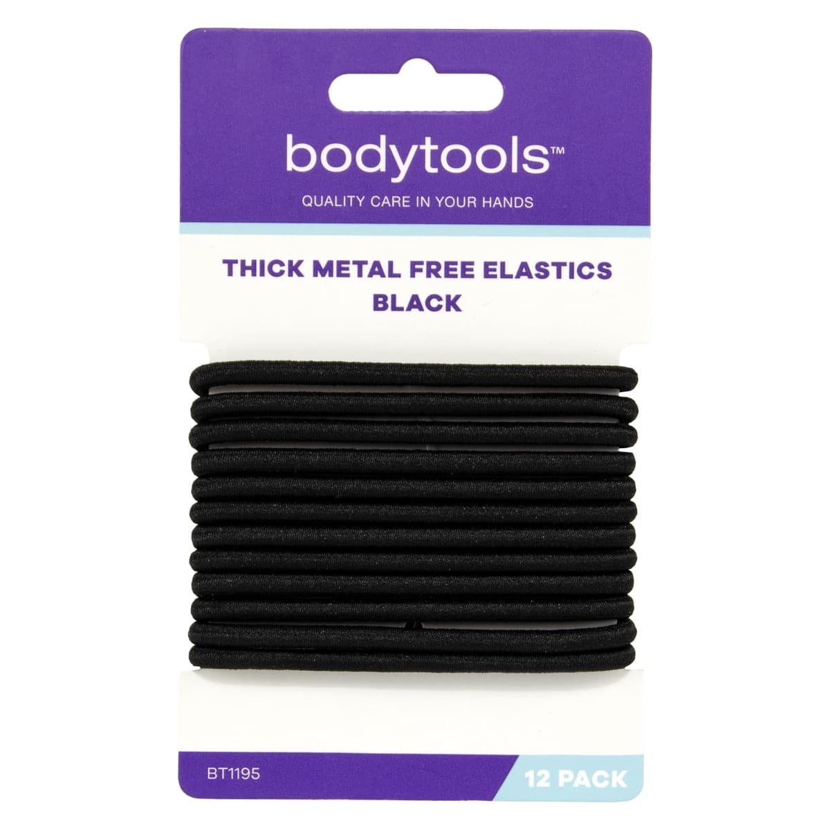 Bodytools Metal Free Thick Hair Elactics Black 12 Pack