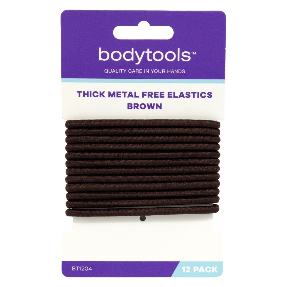 Bodytools Metal Free Thick Hair Elactics Brown 12 Pack
