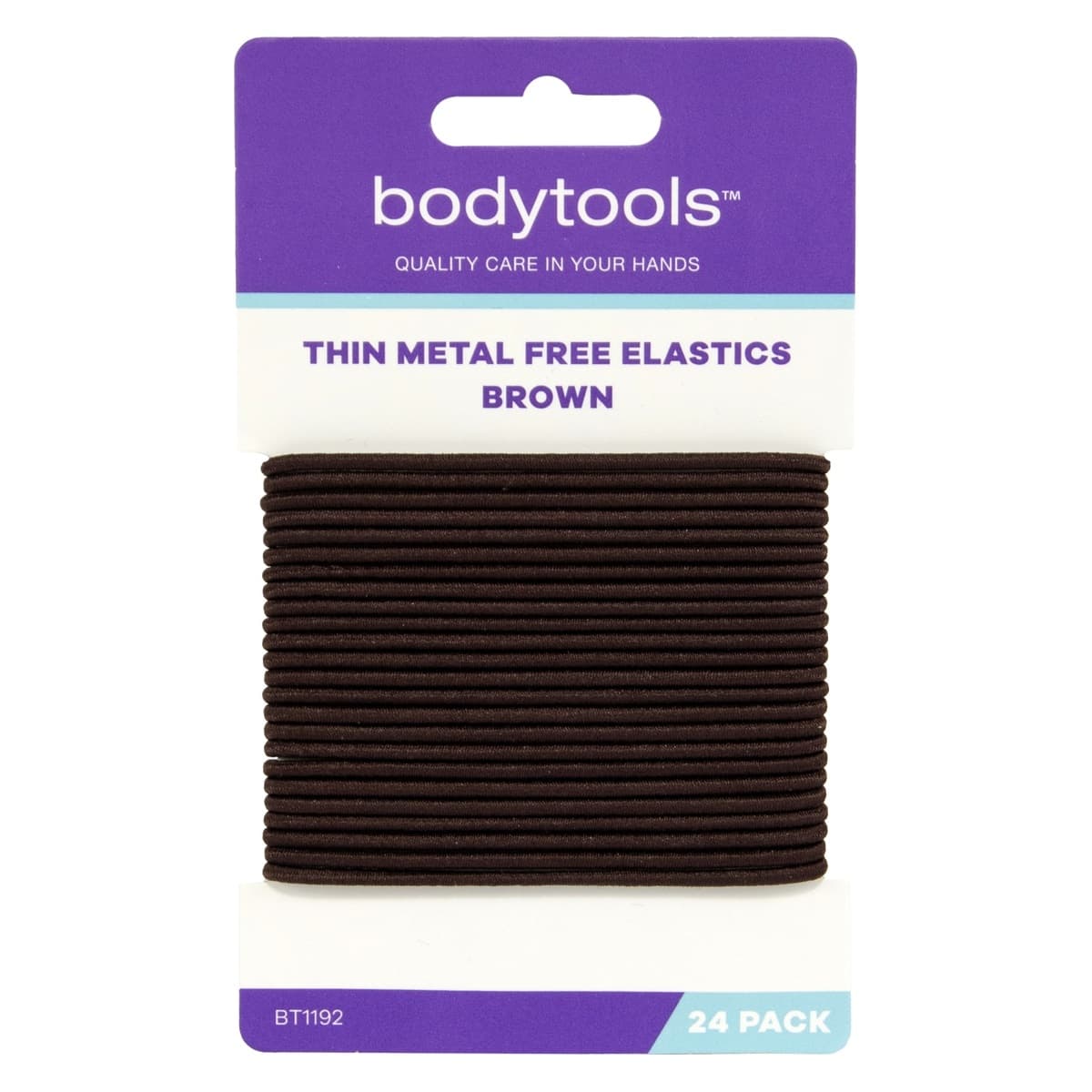 Bodytools Metal Free Thin Hair Elastics Brown 24 Pack
