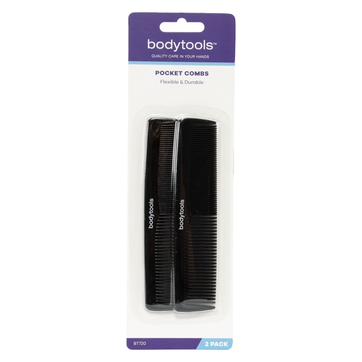 Bodytools Pocket Comb 13cm Black 2 Pack