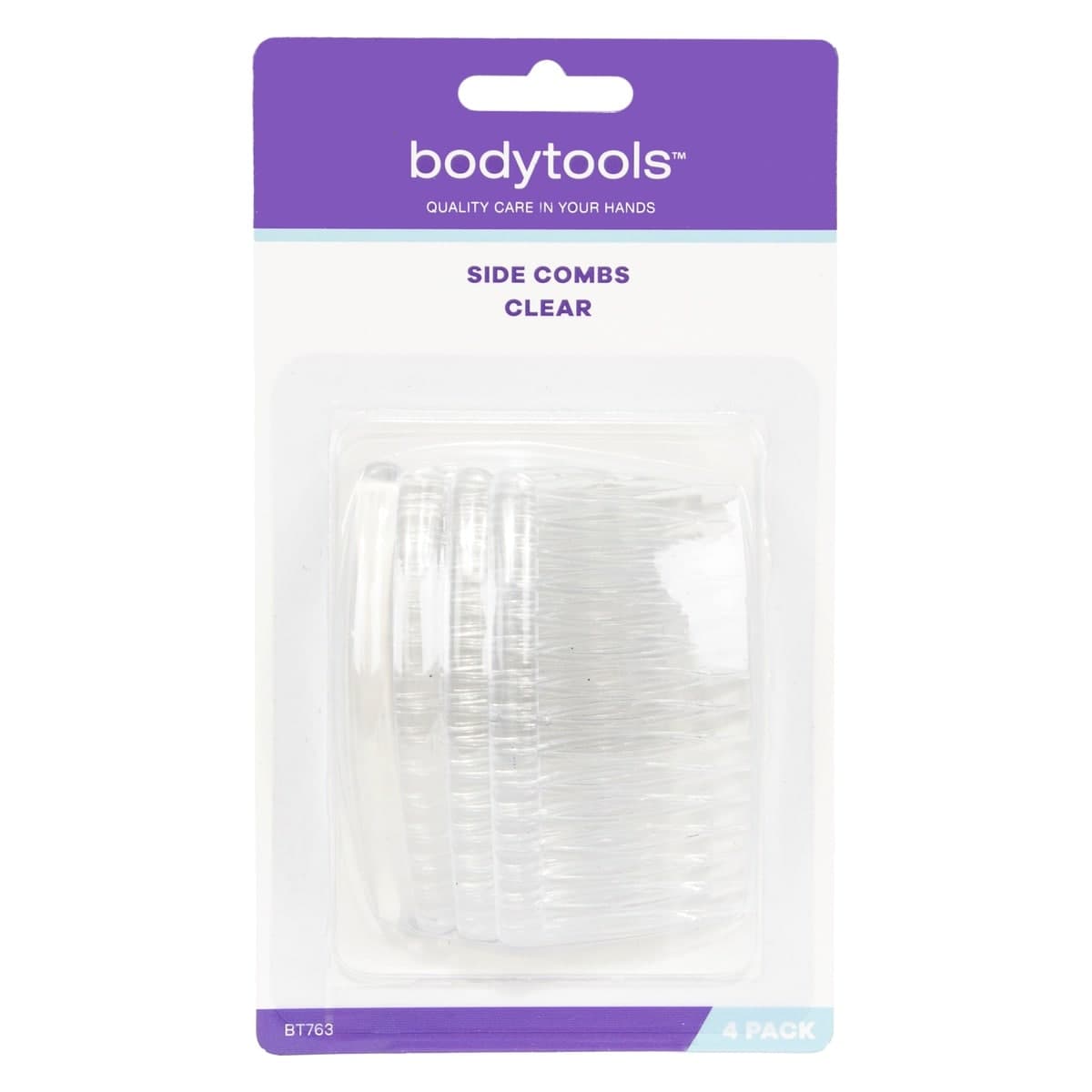 Bodytools Side Combs Clear 8cm - 4 Pack