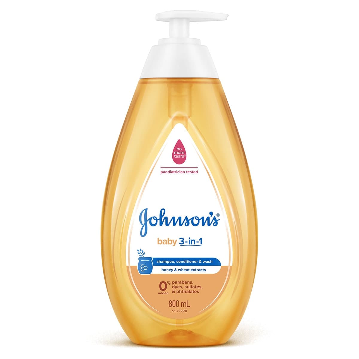 Johnsons Baby 3-in-1 Hypoallergenic Gentle Tear-Free Conditioning Baby Shampoo & Cleansing Wash 800mL
