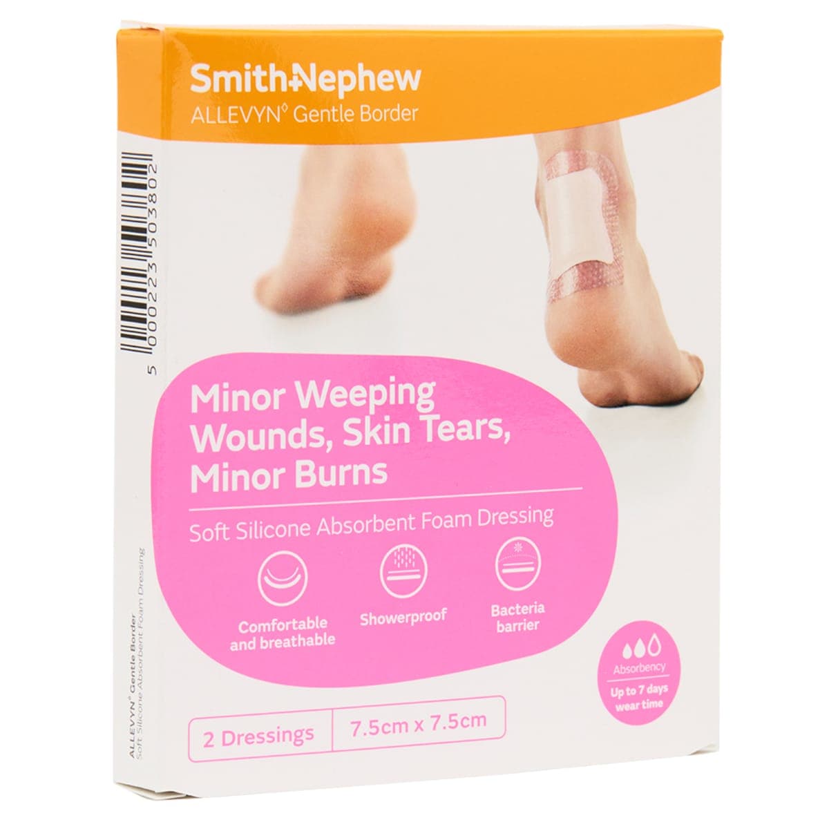 Allevyn Gentle Border 7.5cm x 7.5cm Foam Dressing 2 Pack