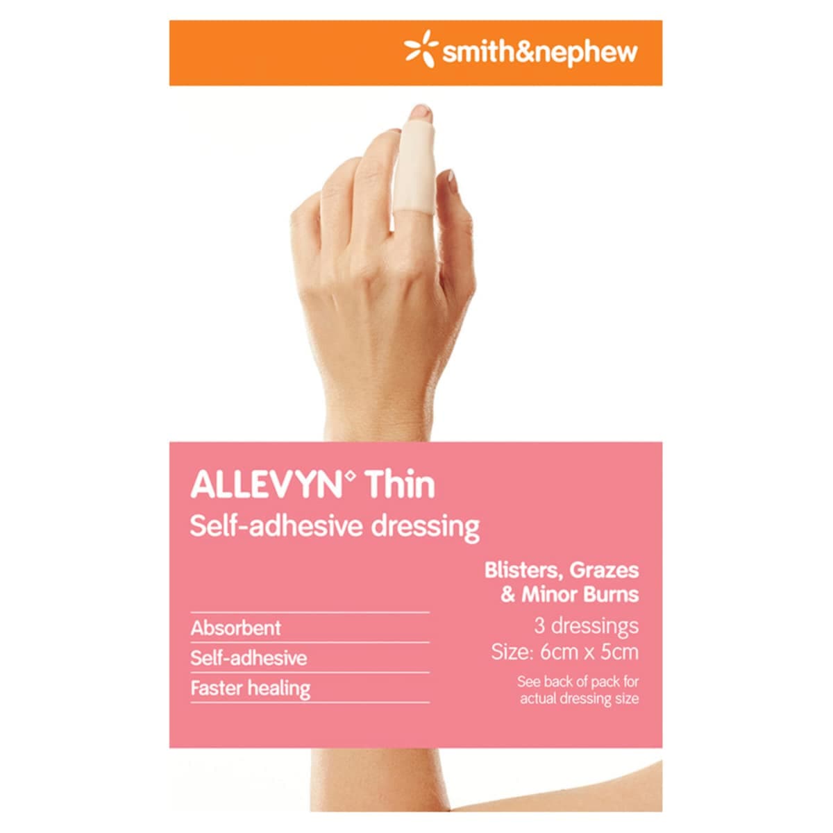 Allevyn Thin Self-Adhesive Dressing 5cm x 6cm 3 Pack