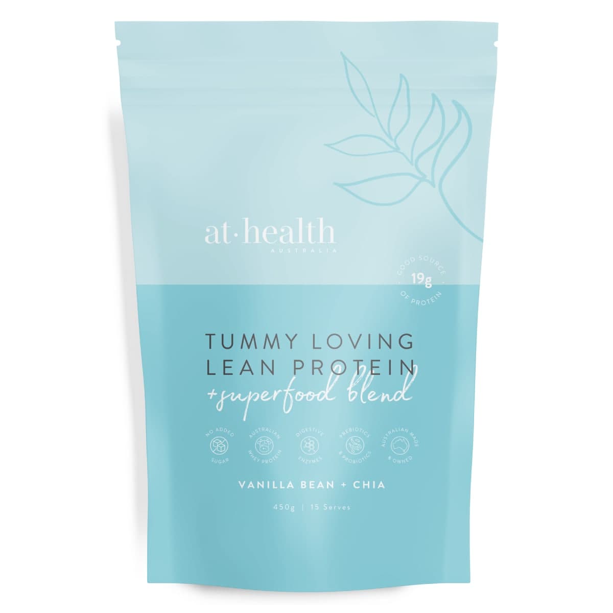 At Health Australia Tummy Loving Lean Protein Vanilla & Chia 450g