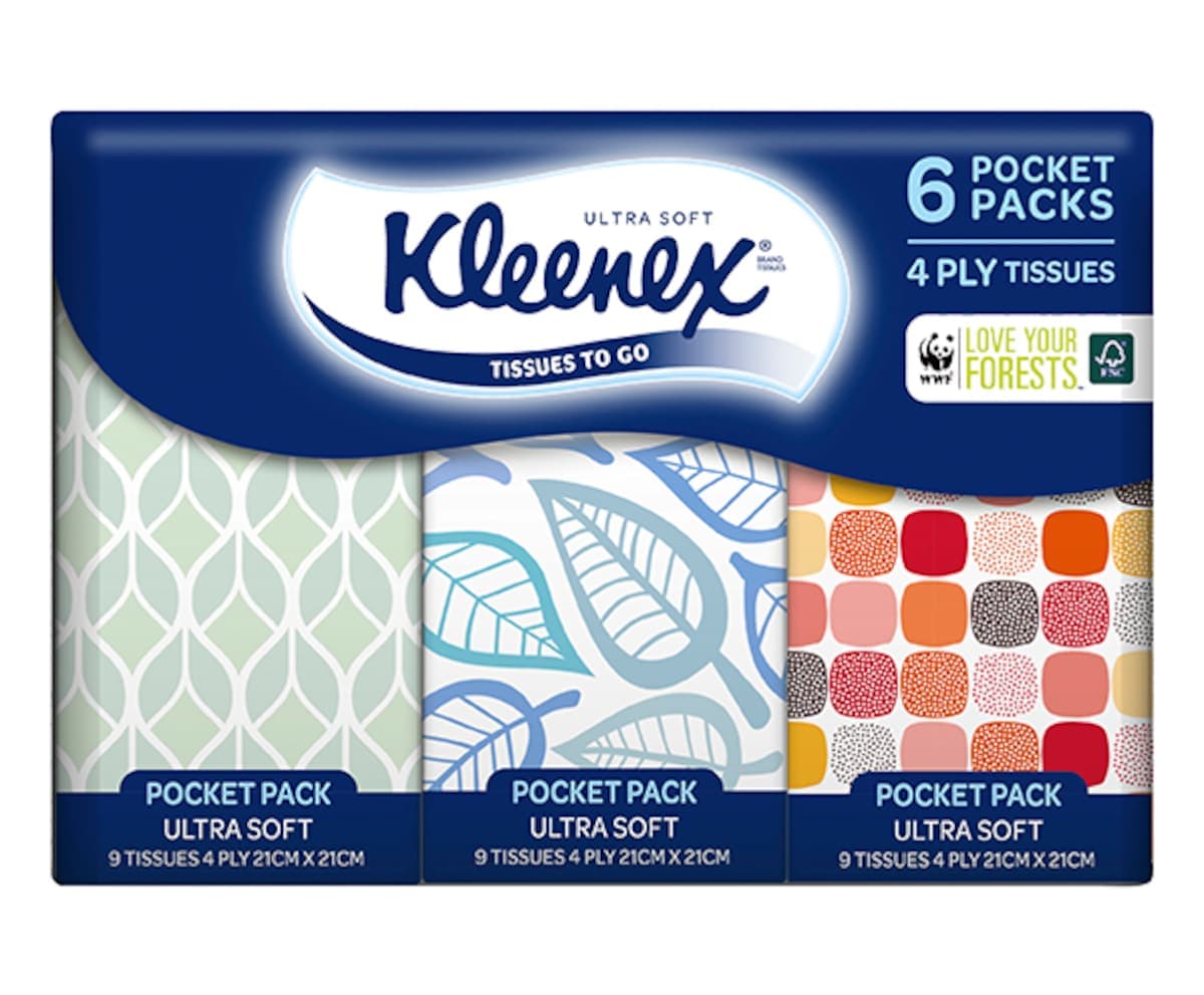 Kleenex To Go Ultra Soft 6 Individual Packs with 9 Tissues