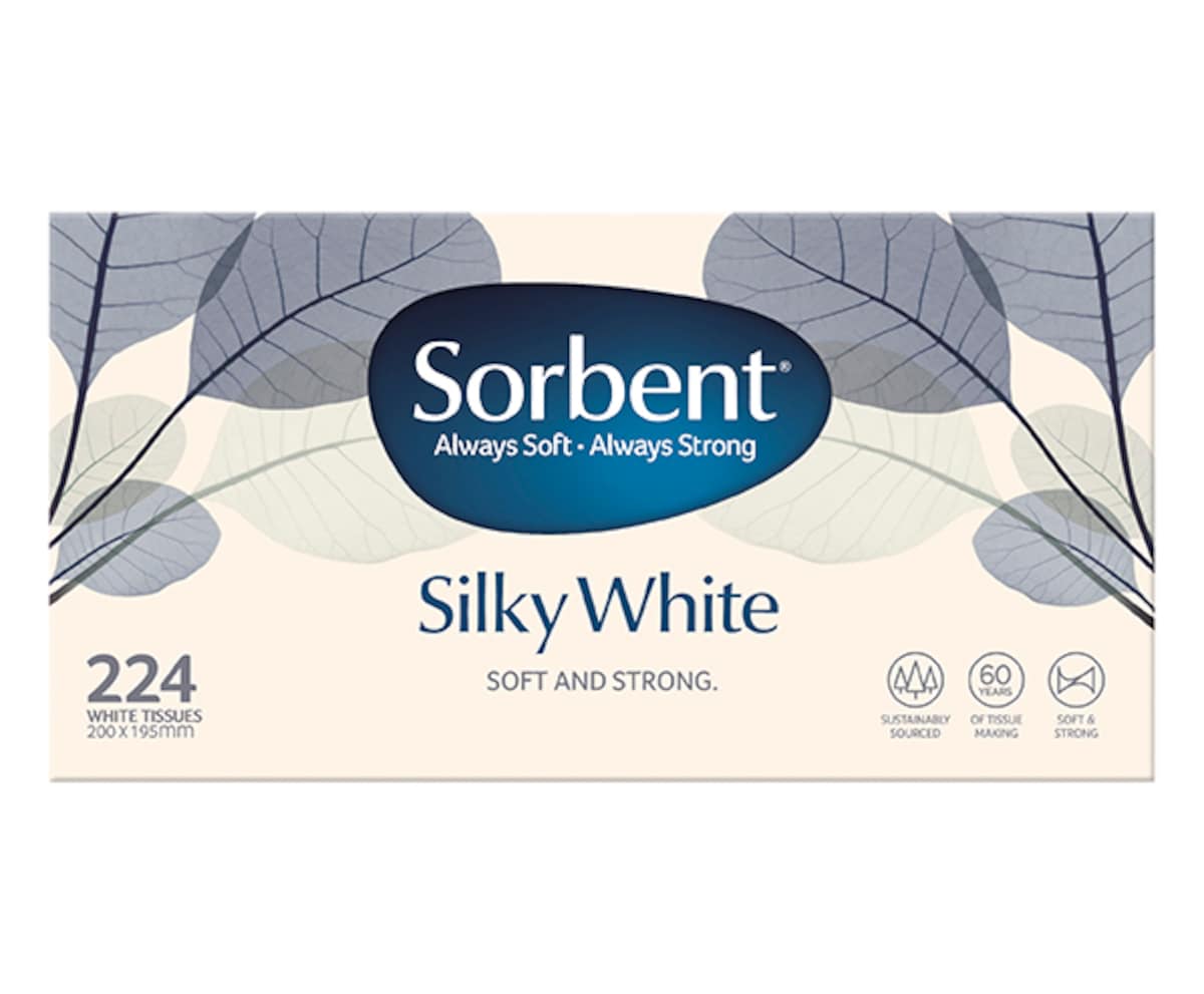 Sorbent Silky White Facial Tissue 224 Tissues