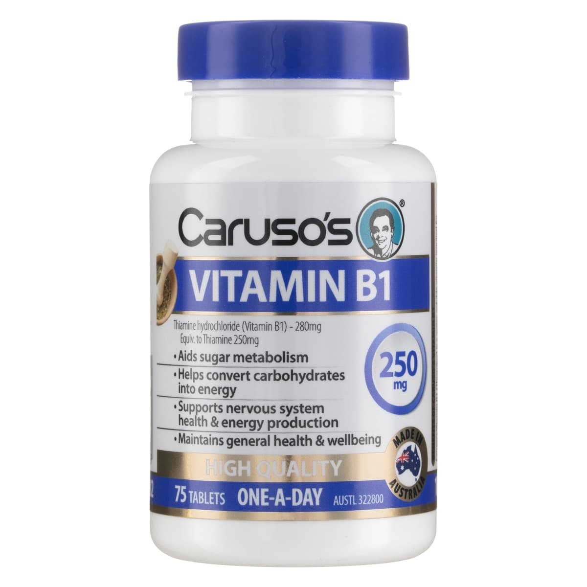 Carusos Vitamin B1 High Strength Thiamine 75 Tablets