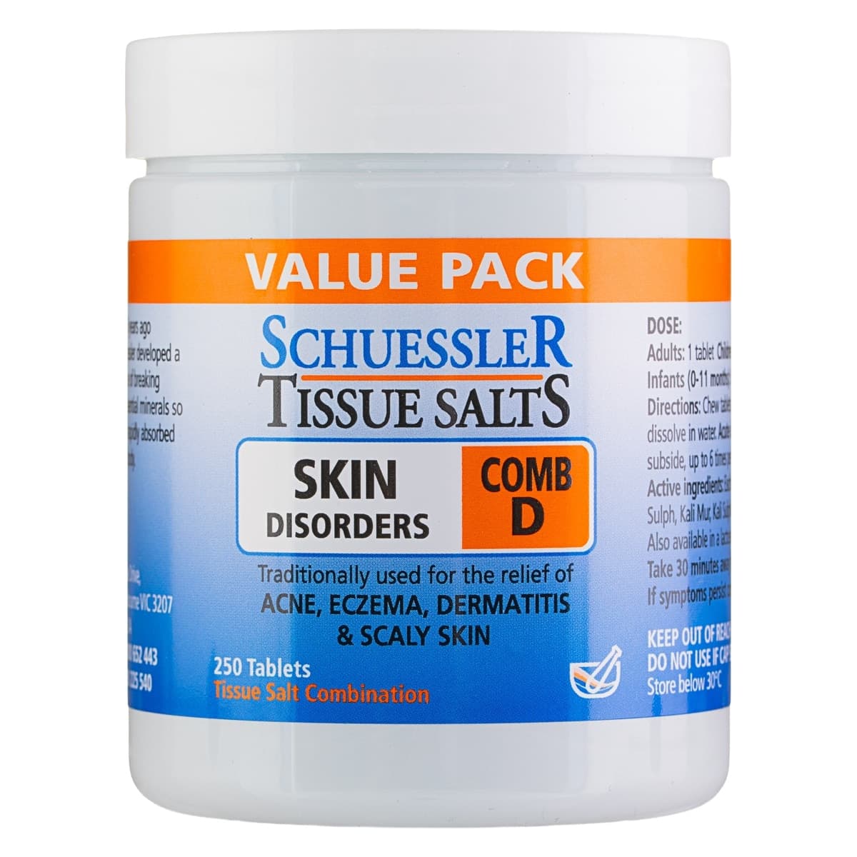 Schuessler Tissue Salts Comb D Skin Disorders 250 Tablets