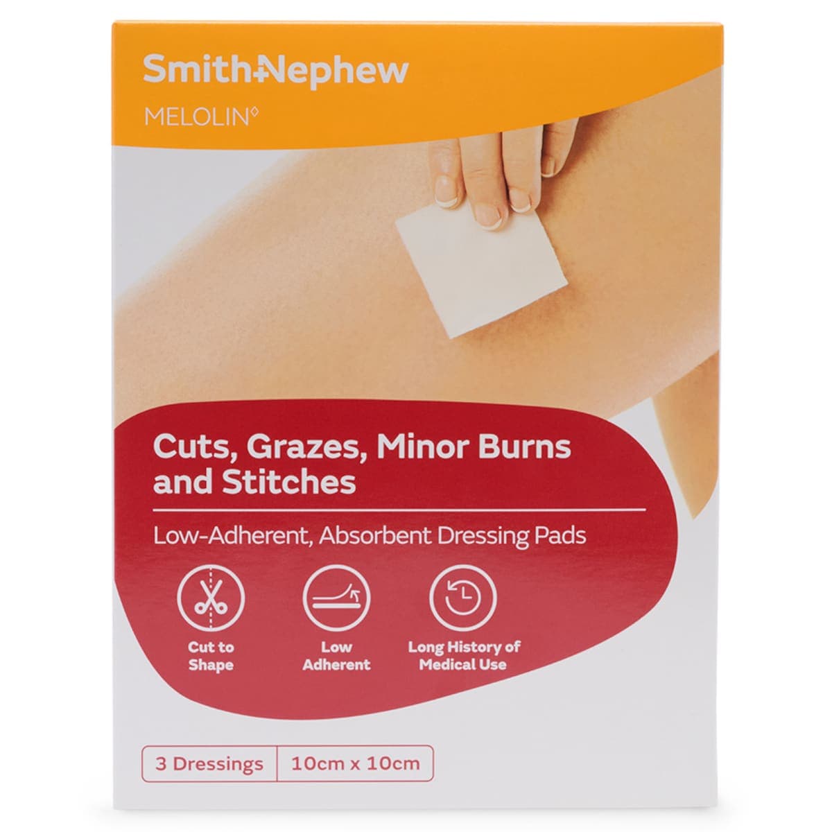 Melolin Absorbent Wound Dressing 10cm x 10cm 3 Pack