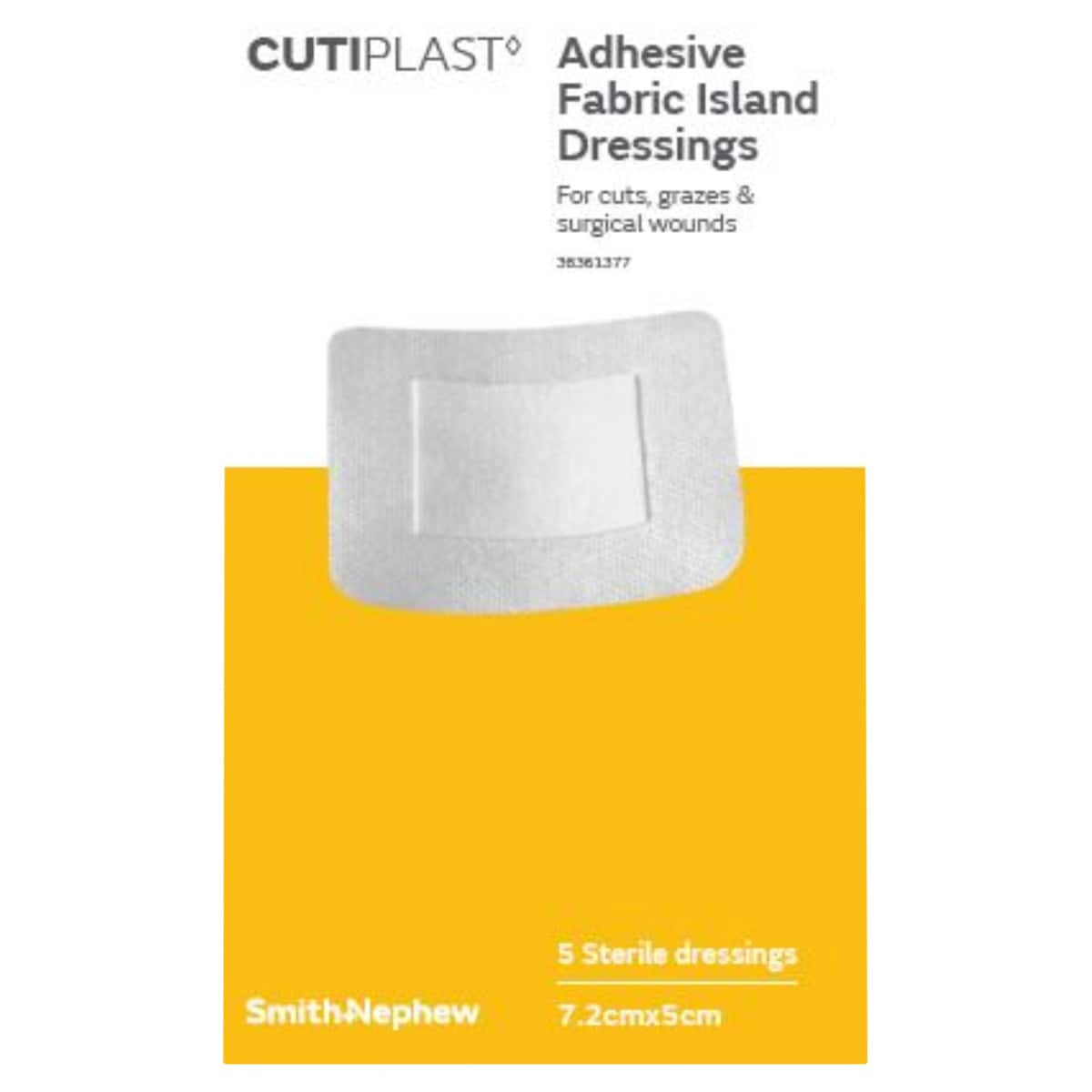 Cutiplast Adhesive Fabric Island Dressing 7.2 x 5cm 5 Pack