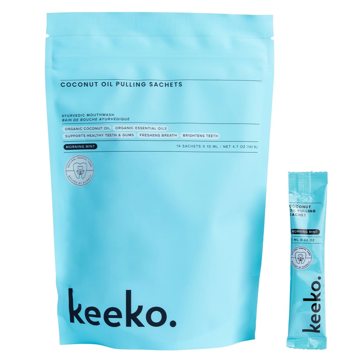 Keeko Morning Mint Oil Pulling Mouthwash 14 x 10ml Sachets