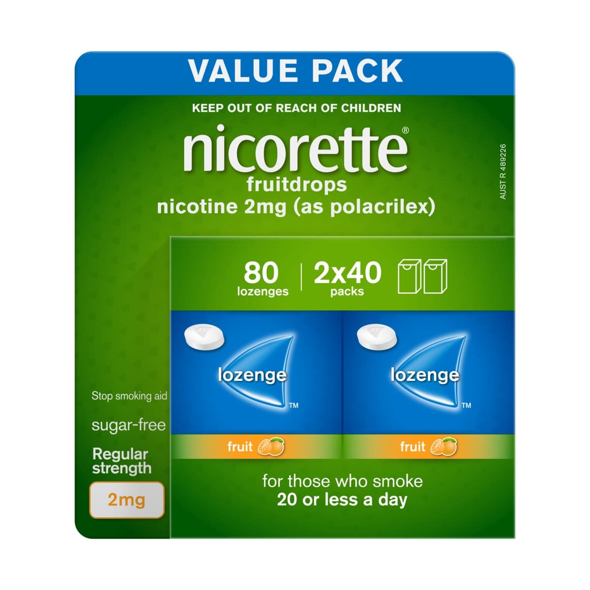 Nicorette Quit Smoking Fruitdrops 2mg 80 Nicotine Lozenges