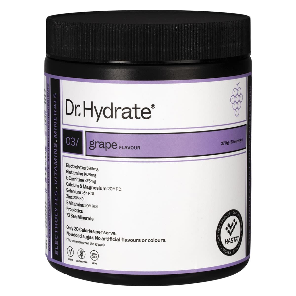 Dr. Hydrate All-In-One Hydration Drink Powder Grape 270g