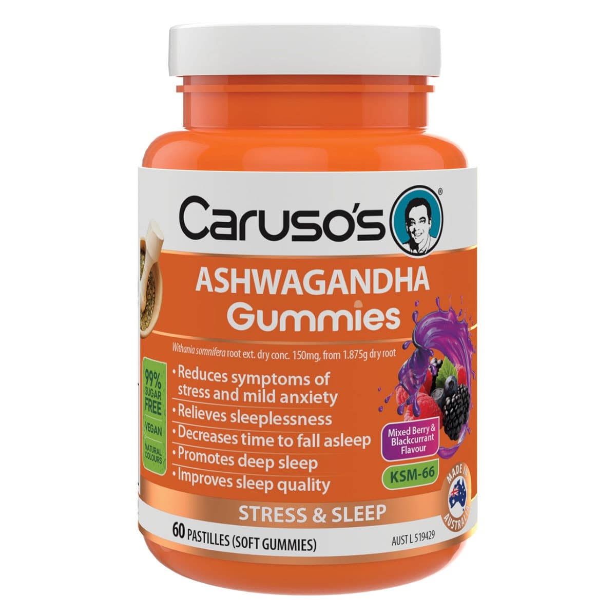 Carusos Ashwagandha Gummies 60 Pack