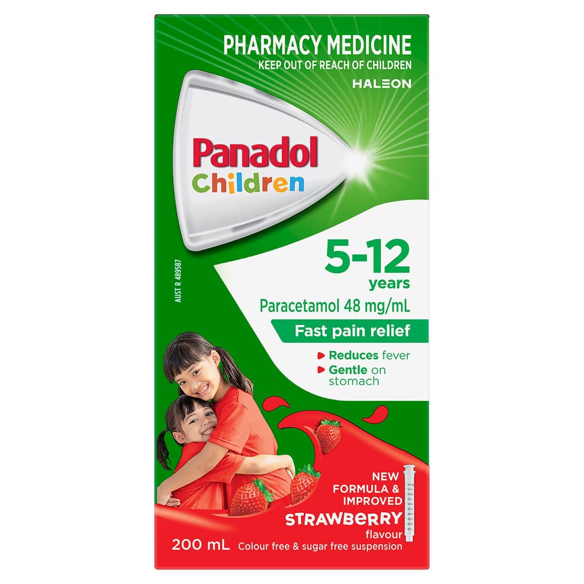 Panadol Children Suspension 5-12 Years Colour & Sugar Free Strawberry 200ml
