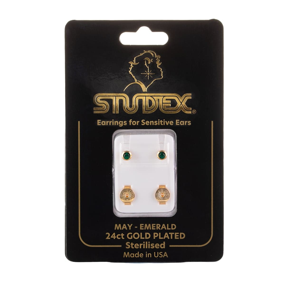 Studex Gold Stud Earring Regular Birthstone Emerald May 1 Pair