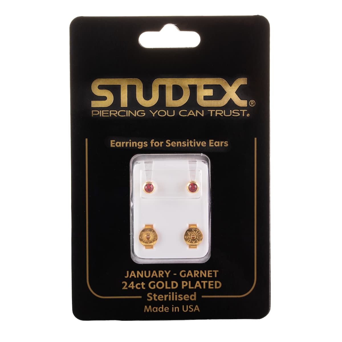 Studex Gold Plated Birthstone Stud Earrings January 1 Pair