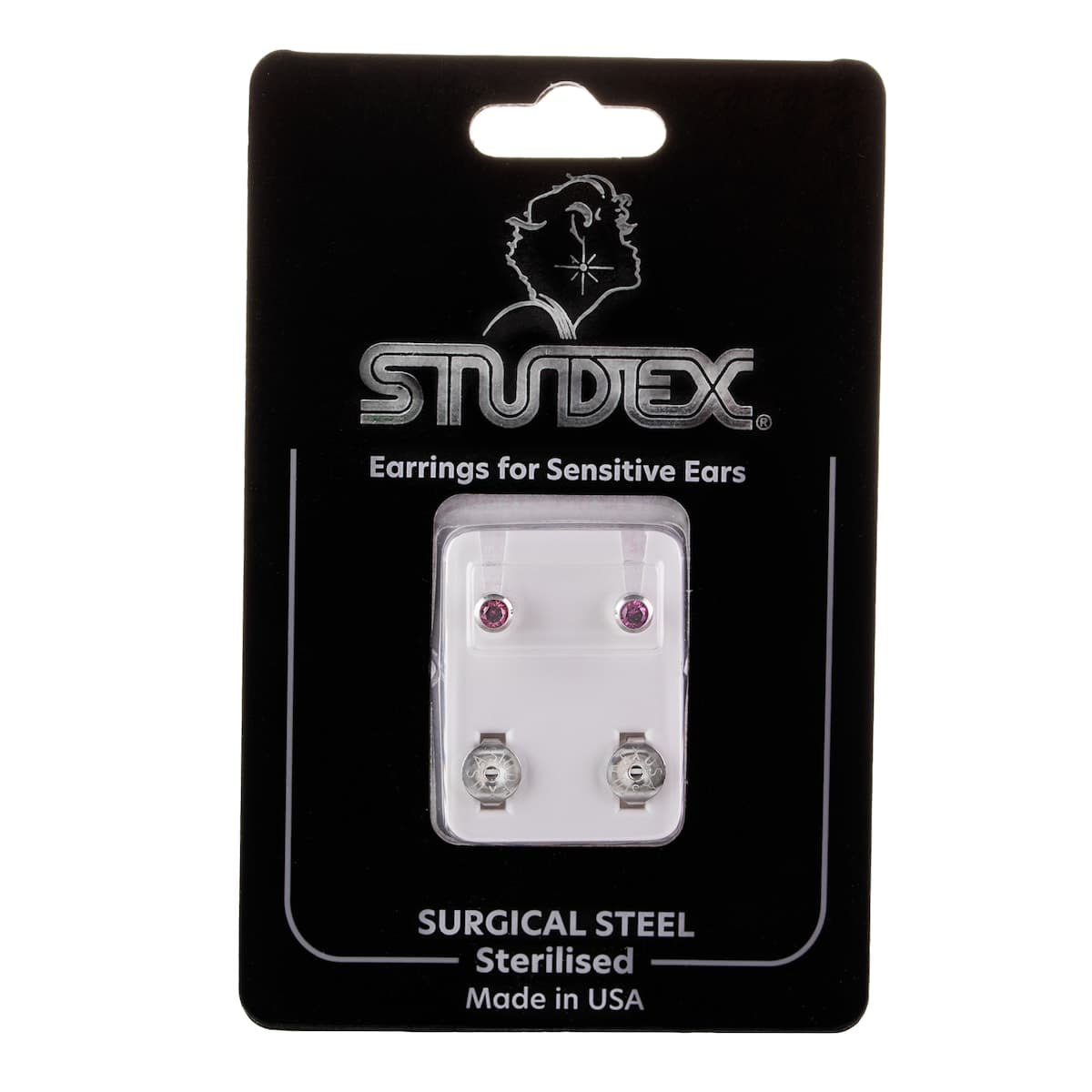 Studex Regular Birthstone February Silver Stud Earring 1 Pair