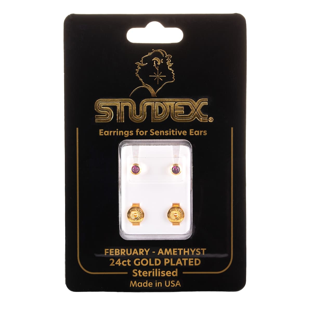 Studex Regular Birthstone February Gold Stud Earring 1 Pair