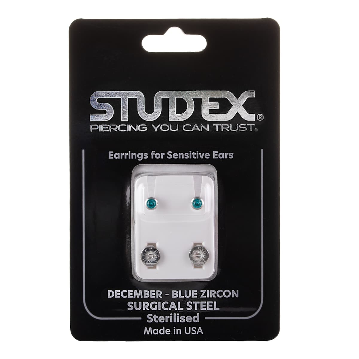 Studex Regular Birthstone December Silver Stud Earring 1 Pair