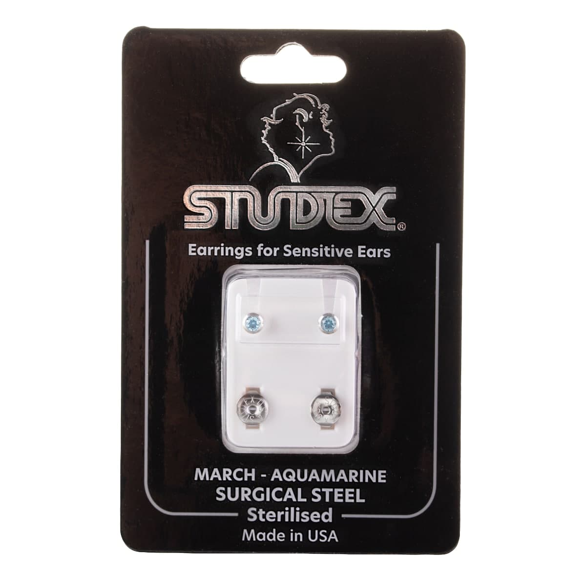 Studex Regular Birthstone March Silver Stud Earring 1 Pair