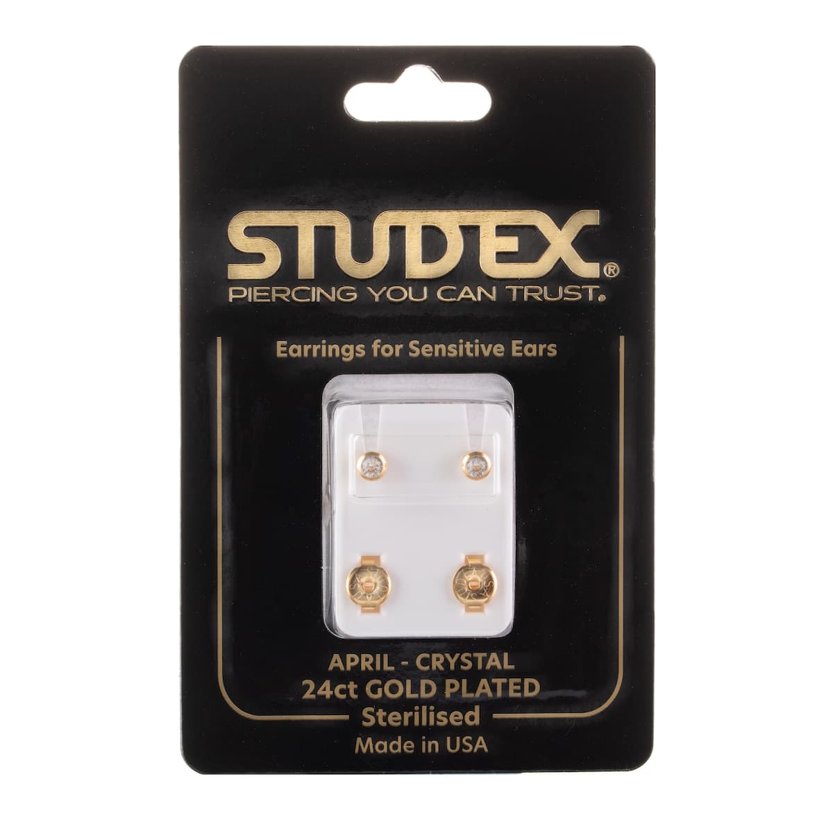 Studex Gold Plated Birthstone Stud Earrings April 1 Pair