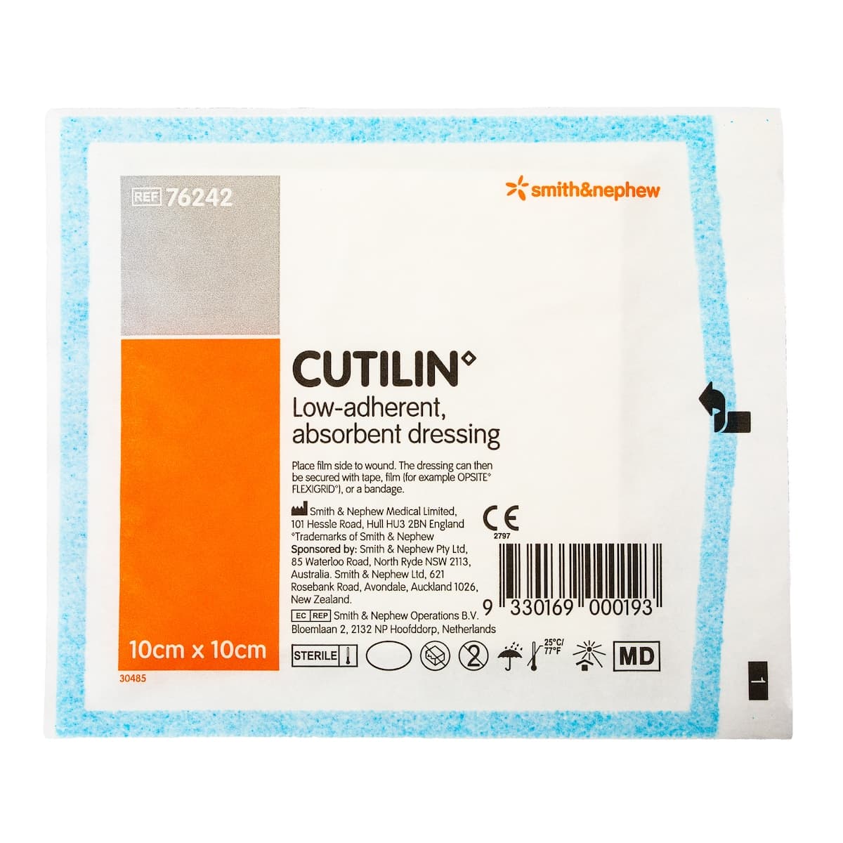 Cutilin Low Adherent Sterile Absorbent Dressing 10cm x 10cm Single