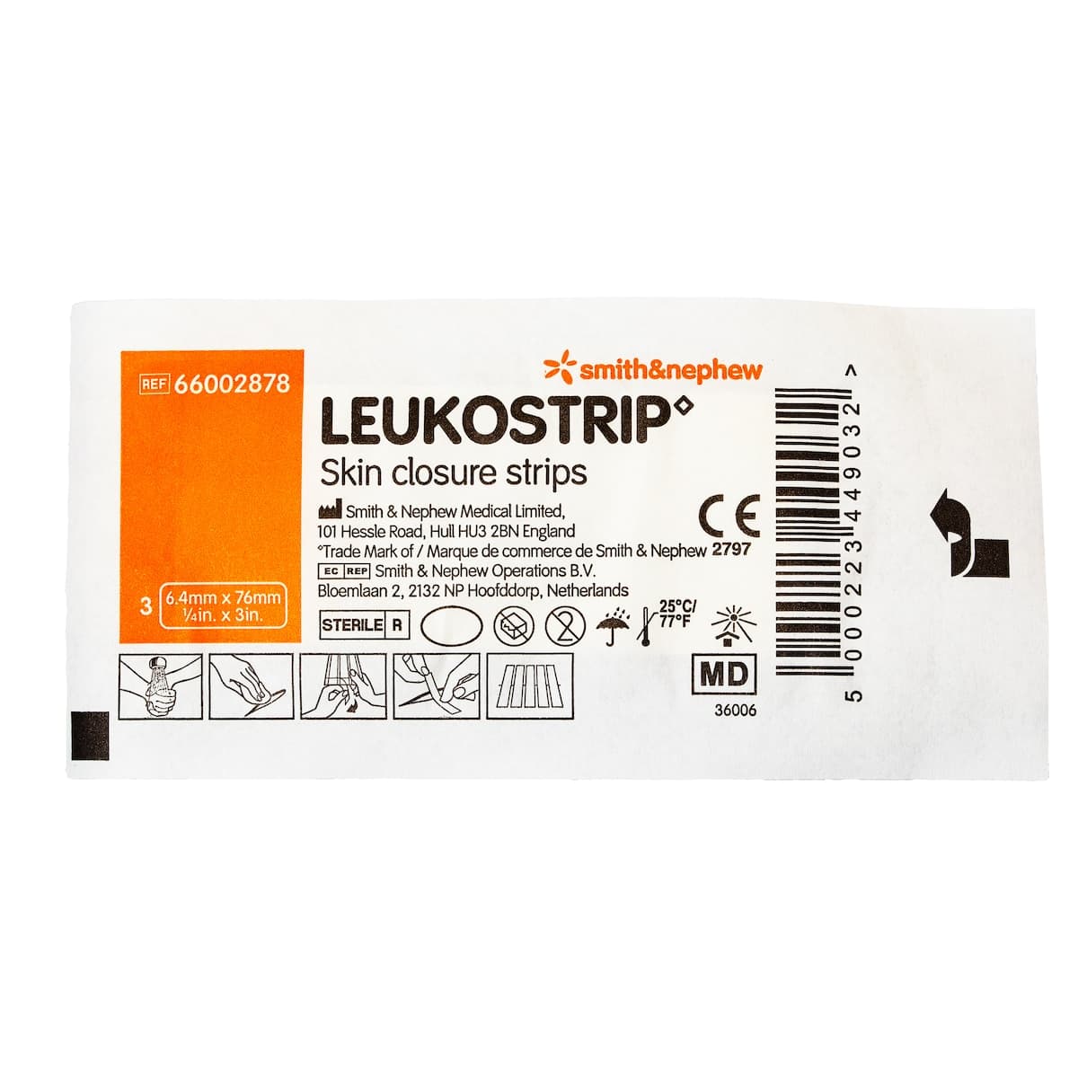 Leukostrip Wound Closure Strips 6.4mm x 76mm - Single (3 Strips)